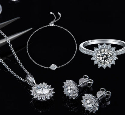 925 Sterling Silver Necklace Earring Bracelet Three-Piece Set