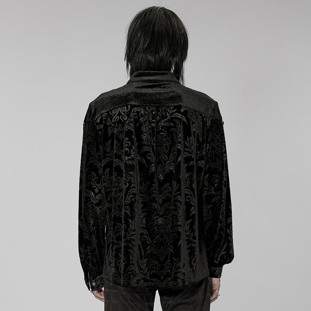 Men's Gothic Court College Style Velvet Shirt