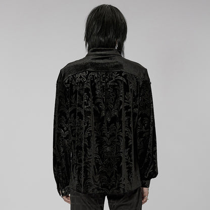 Men's Gothic Court College Style Velvet Shirt