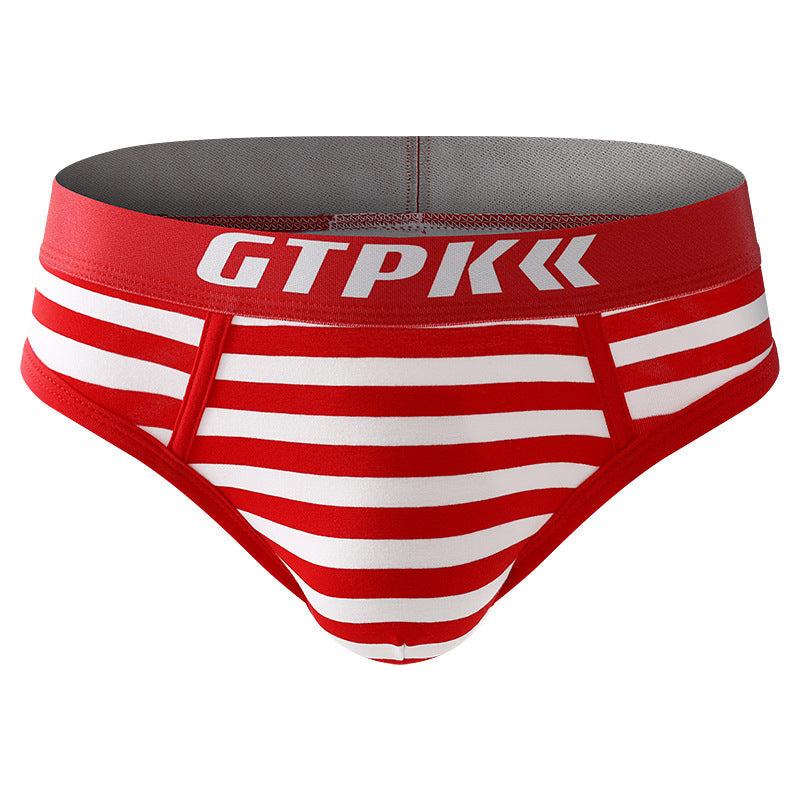 Men's Striped Underwear Plus Size Mid-waist Breathable Triangle