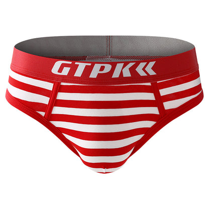 Men's Striped Underwear Plus Size Mid-waist Breathable Triangle