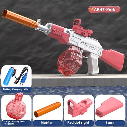AK47 Electric Water Gun Fully Automatic Shooting Game Beach Entertainment Outdoor Beach Pool Gun Toys For Children Gift