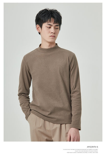 Men's Autumn And Winter High Quality Dralon Half-high Collar Long Sleeves T-Shirt
