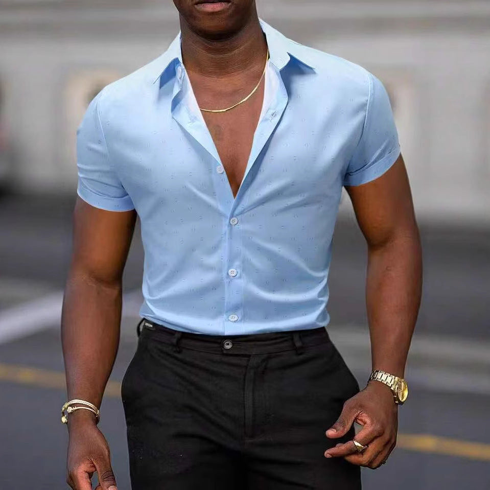 Men's Breathable Stretch Thin Printed Short-sleeved Shirt