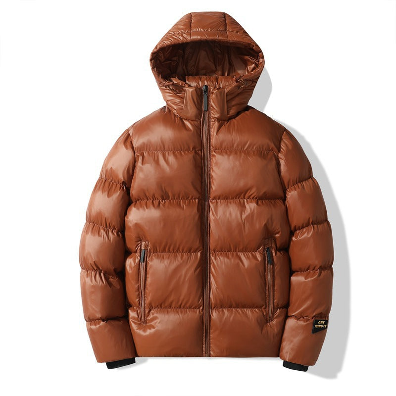 Solid Color American Loose Cotton Jacket With Hood