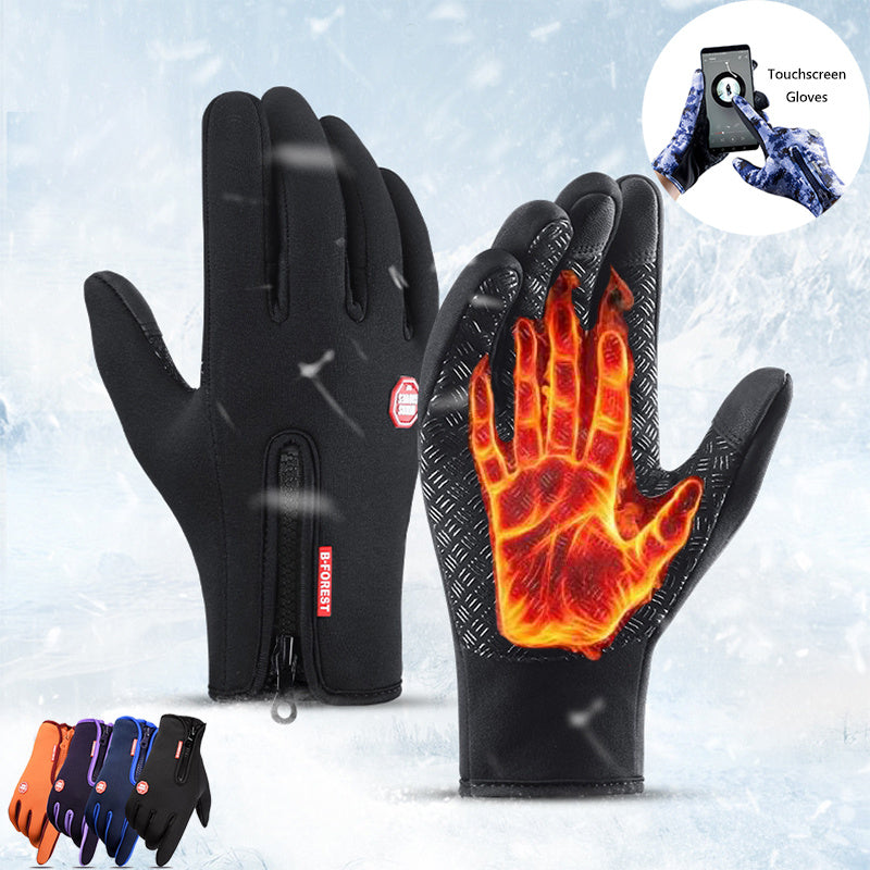 Winter Touch Screen Riding Motorcycle Sliding Gloves, Waterproof Sports Gloves with Wool Filling