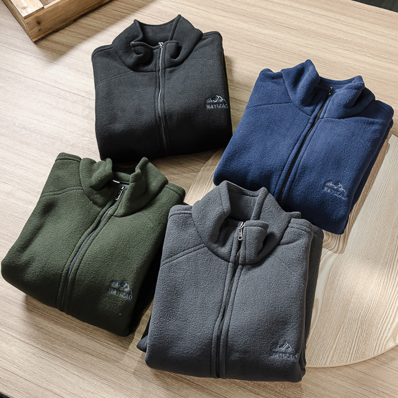 Men's Embroidered Polar Fleece Jacket, Solid Color, All-match Casual