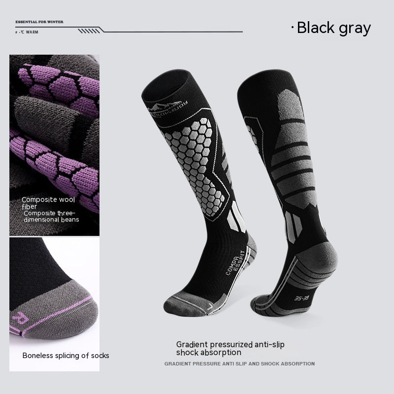 Professional winter long wool ski socks