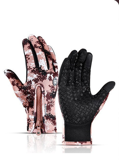 Winter Touch Screen Riding Motorcycle Sliding Gloves, Waterproof Sports Gloves with Wool Filling