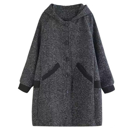 Winter Korean Style Loose Hooded Women's Mid-length Velvet Padded Thickened Coat