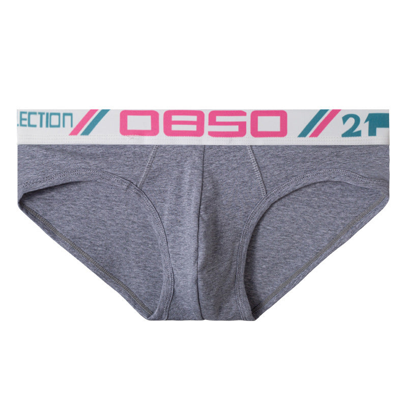 Cotton Breathable Solid Color Low Waist Jacquard Wide Belt Briefs