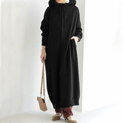 Women's Brushed Hoody Casual Long Sleeve Coat