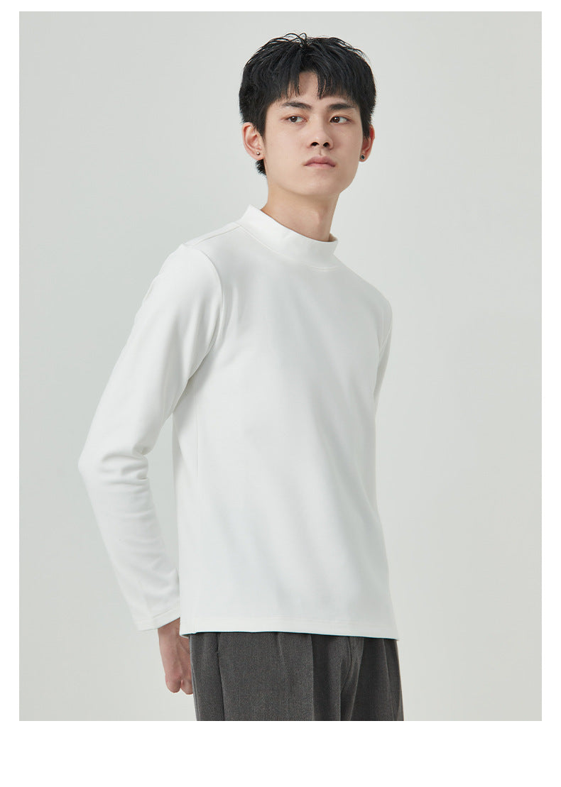 Men's Autumn And Winter High Quality Dralon Half-high Collar Long Sleeves T-Shirt
