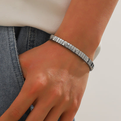 Cold Stainless Steel Diamond Elastic Bracelet for Men
