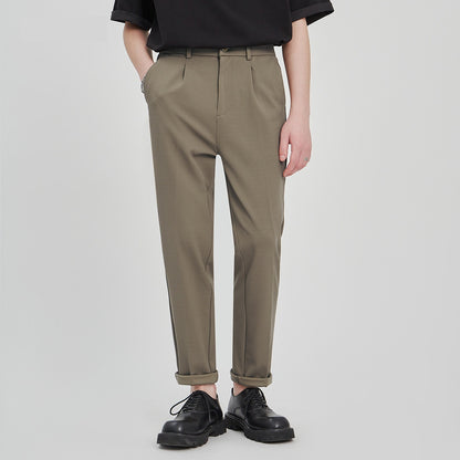 Men's Business Slim-fitting Ankle Length Trousers Anti-wrinkle Straight