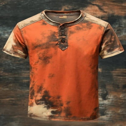 Men's Fashion Printed Hip Hop Casual Sports Button Short Sleeve