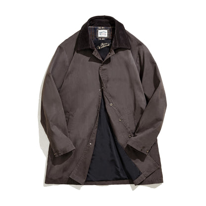 Retro Lapels Waterproof Oil Wax Trench Coat Brown Mid-length British Style Coat For Men Autumn