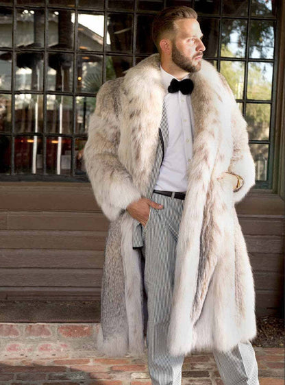Men's Leather Fur Coat, Medium Length