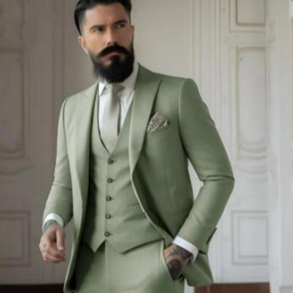 Men's Solid Color Slim Fit Business Suit Set