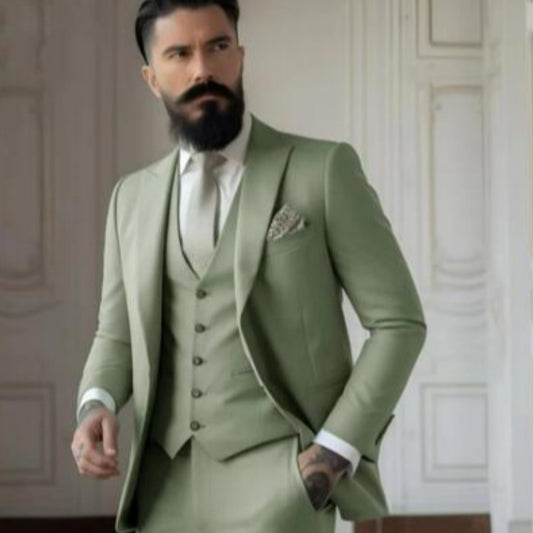 Men's Solid Color Slim Fit Business Suit Set