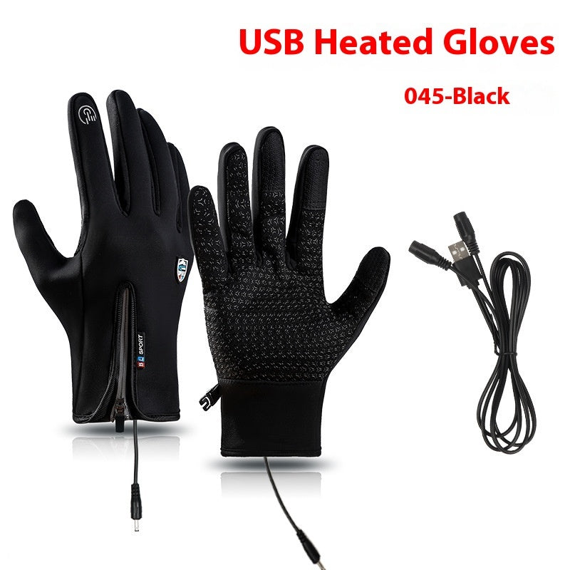 USB Electric Heating Gloves Winter Outdoors Sports Skiing Warm Waterproof Non-slip