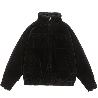 Retro Stand-up Collar Cotton-padded Loose Cotton Coat Workwear Cotton-padded Jacket