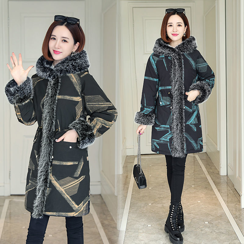 Autumn and Winter Women's Leather Parka, Mid-length