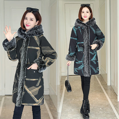 Autumn and Winter Women's Leather Parka, Mid-length