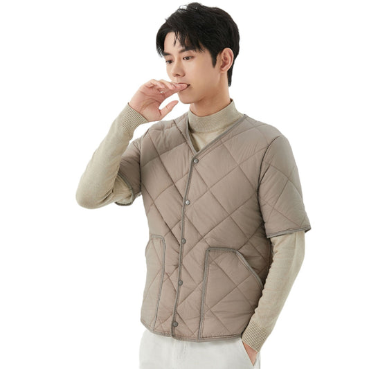 Short Sleeve Plus Velvet Thermal Home Wear Men's Cotton Jacket Top