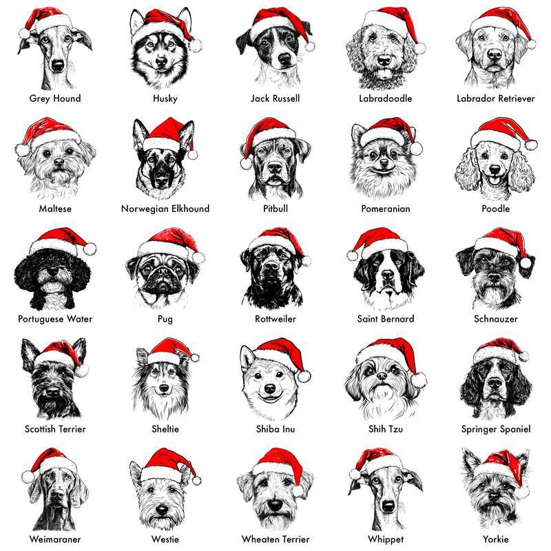 Christmas Puppy Print Polyester Round Neck Sweatshirt Unisex