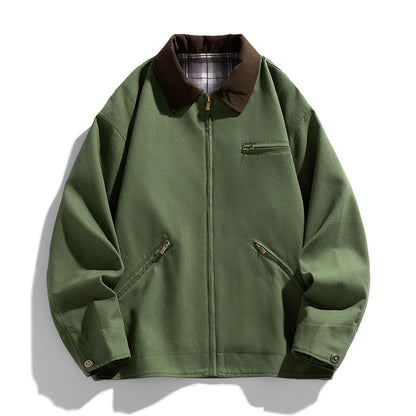 Autumn Jacket, New Washed Overalls, Retro Lapel