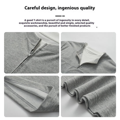 Simple Solid Color Loose Zip False Two-piece Patchwork Top