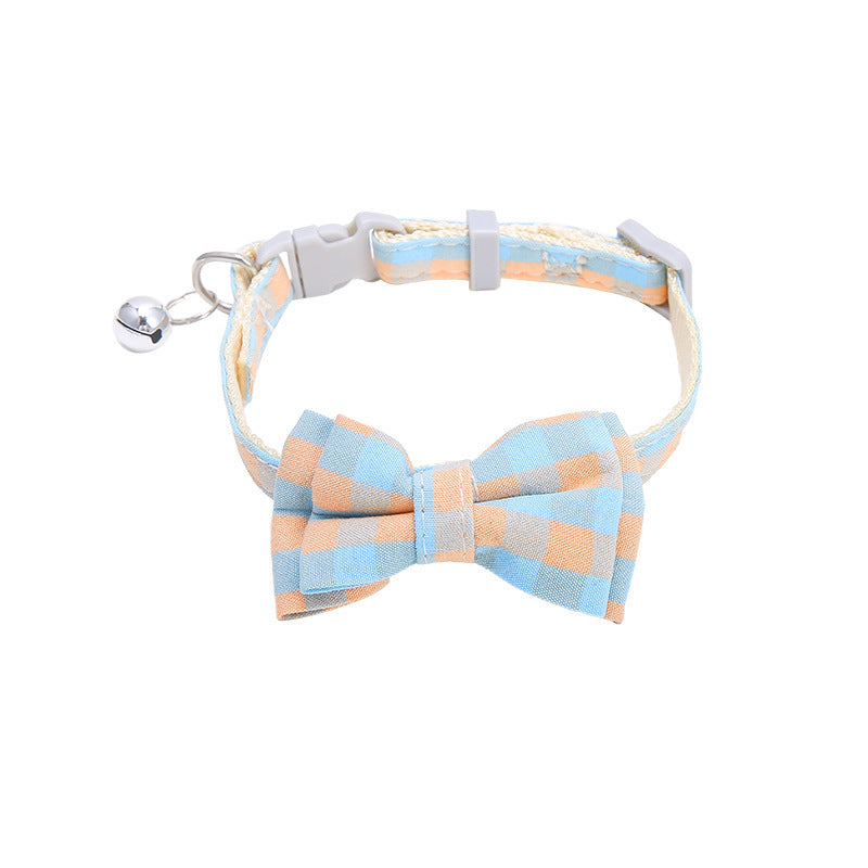 Collar For Small Dogs Christmas Quick Release Plaid Bow Tie Collar Necklace Cat Gato Collar Safety Elastic Bowtie With Bell