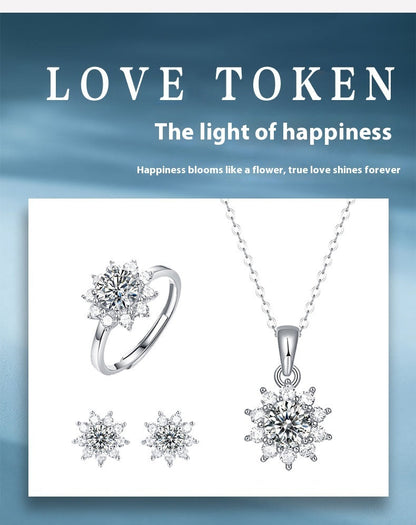 925 Silver Ring Holder Jewelry Ornament First Snow Series Goddess Necklace Suit