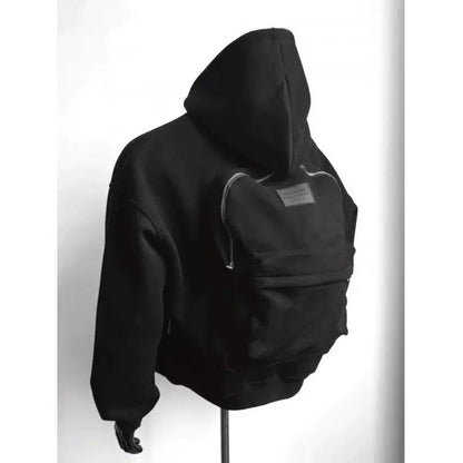 Back Schoolbag Design Men's Coat Flower Gray