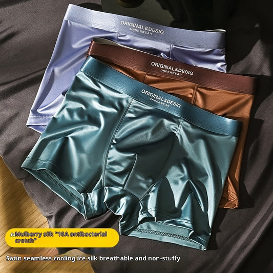 Men's Satin Light Luxury Ice Silk Underwear Summer Breathable Boxers Shorts New Boxers