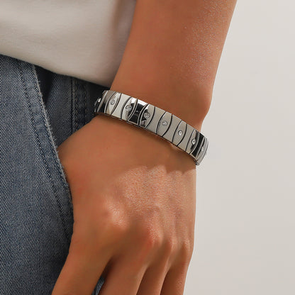 Cold Stainless Steel Diamond Elastic Bracelet for Men