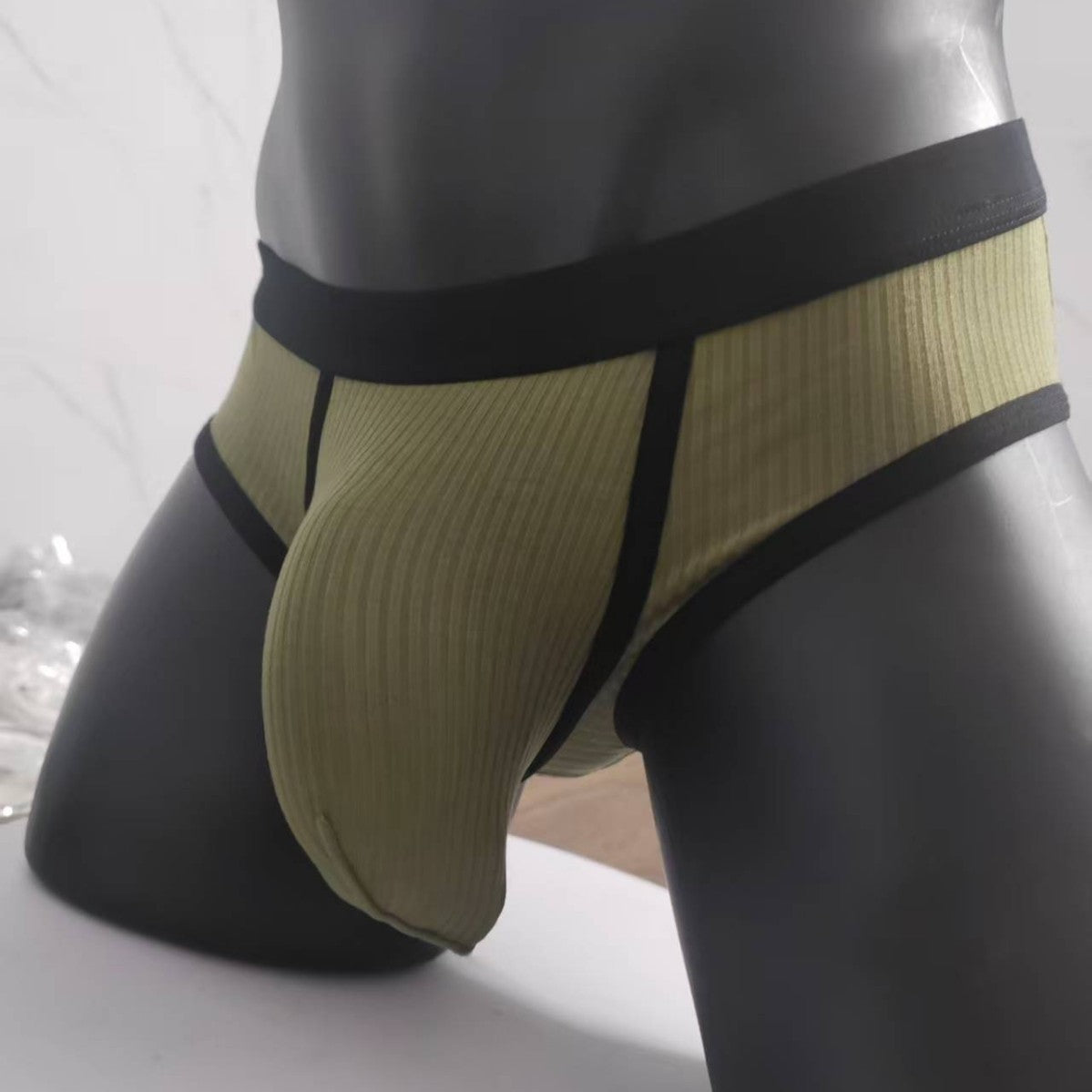 Men's Color Matching Creative Breathable U-shaped Big Bag Briefs