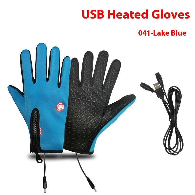 USB Electric Heating Gloves Winter Outdoors Sports Skiing Warm Waterproof Non-slip