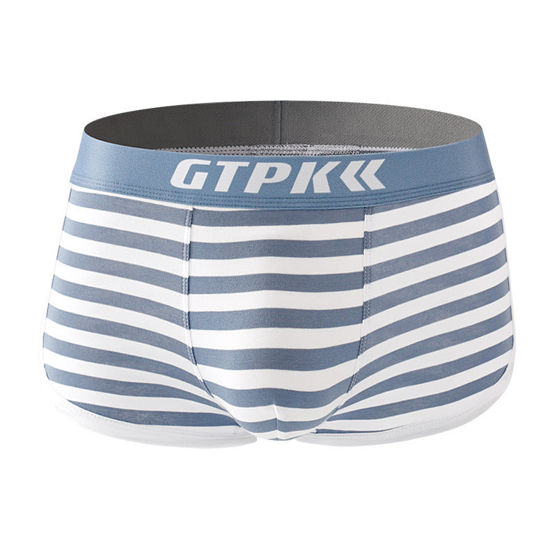 Striped Underwear Mid Mid-waist Breathable Cotton Boxer
