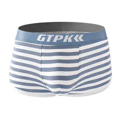 Striped Underwear Mid Mid-waist Breathable Cotton Boxer