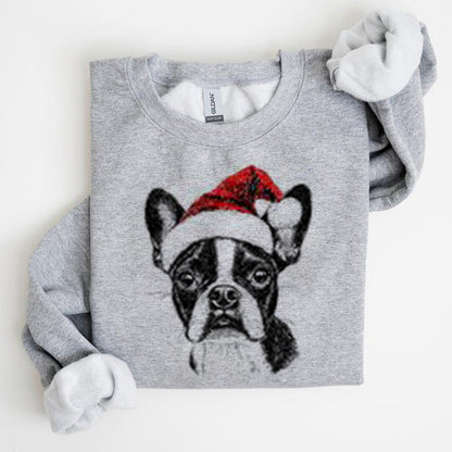 Christmas Puppy Print Polyester Round Neck Sweatshirt Unisex