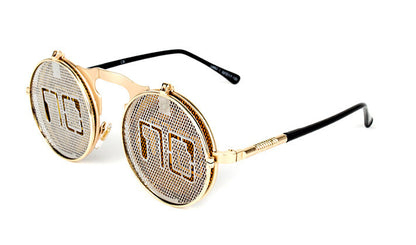 Casual Retro Metal Punk Steam Flip Sunglasses for Men