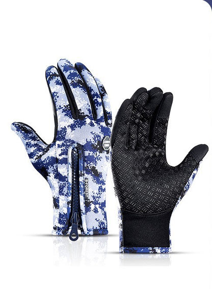 Winter Touch Screen Riding Motorcycle Sliding Gloves, Waterproof Sports Gloves with Wool Filling