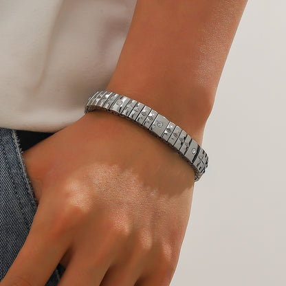 Cold Stainless Steel Diamond Elastic Bracelet for Men