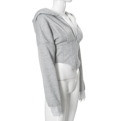 Zipper Hoodie Cardigan Y2K Ins Fashion Street Long Sleeve Corset Jacket Women Clothing