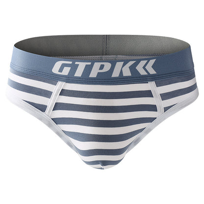 Men's Striped Underwear Plus Size Mid-waist Breathable Triangle
