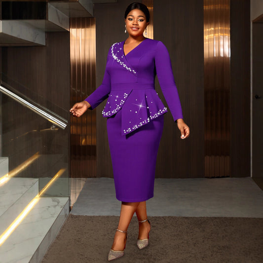 Women's Clothing V-neck Long-sleeve Dress