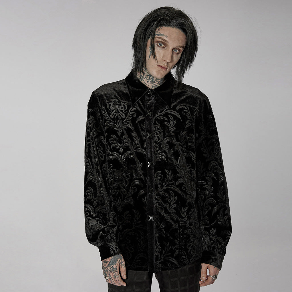 Men's Gothic Court College Style Velvet Shirt