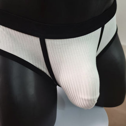 Men's Color Matching Creative Breathable U-shaped Big Bag Briefs